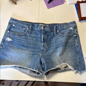 Madewell Blue Jean Shorts Distressed Mid-Thigh